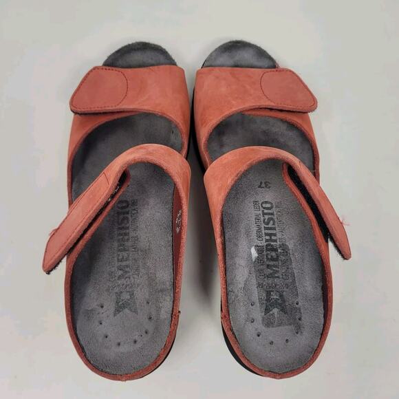 Cool Mephisto Sandals EU37 US7 Red Nubuck Clogs Slides Straps Slip On Comfort - Picture 7 of 15